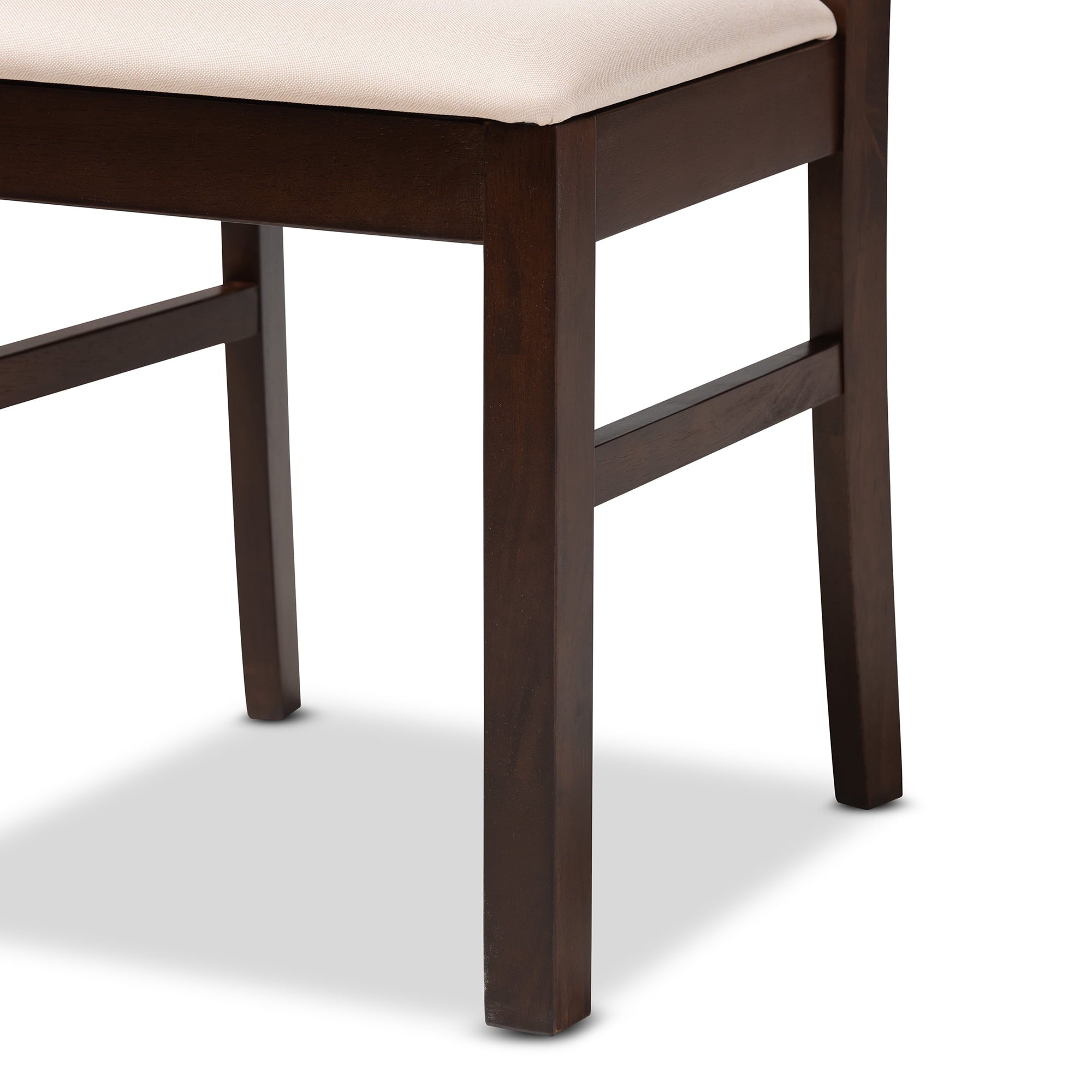 Baxton Studio Amara Mid-Century Modern Cream Fabric and Dark Brown Finished Wood 5-Piece Dining Set