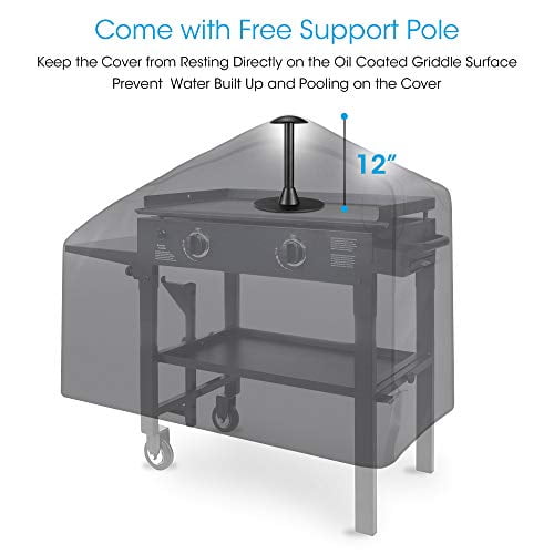 Griddle Cover for Blackstone 28 Inch Grill, Flat Top Cooking Station Grill Cover with Sealed Seam, Outdoor Heavy Duty Waterproof Grill Cover, Includes Support Pole to Prevent Water Pooling