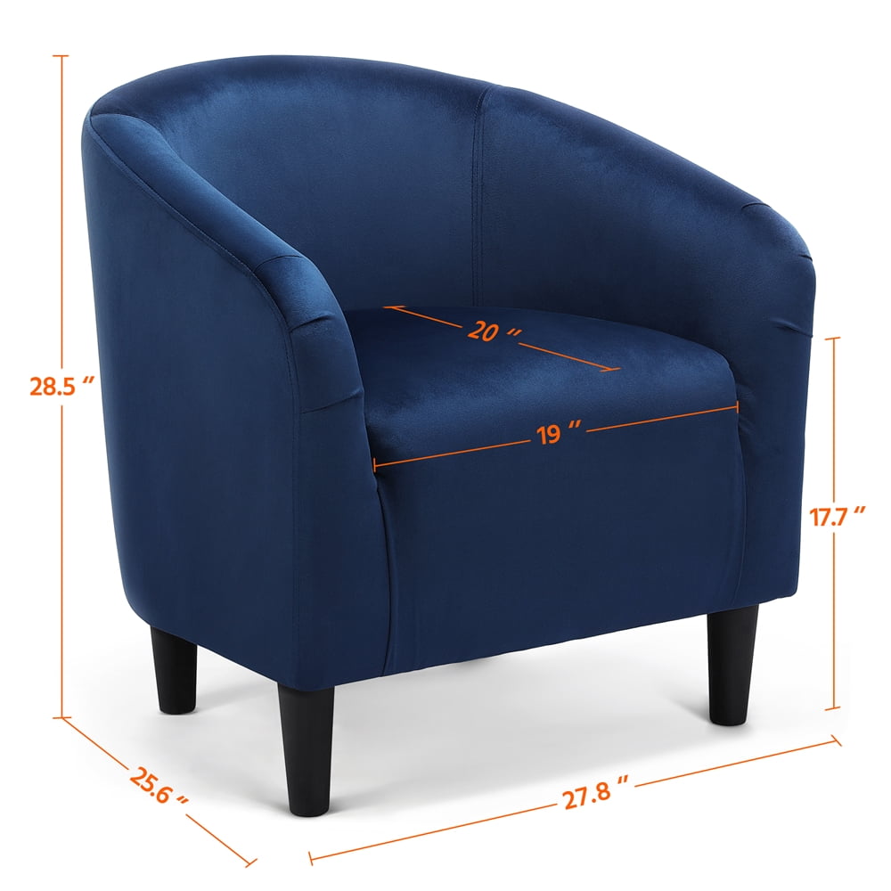 Yaheetech Velvet Upholstered Barrel Chair,Navy Blue
