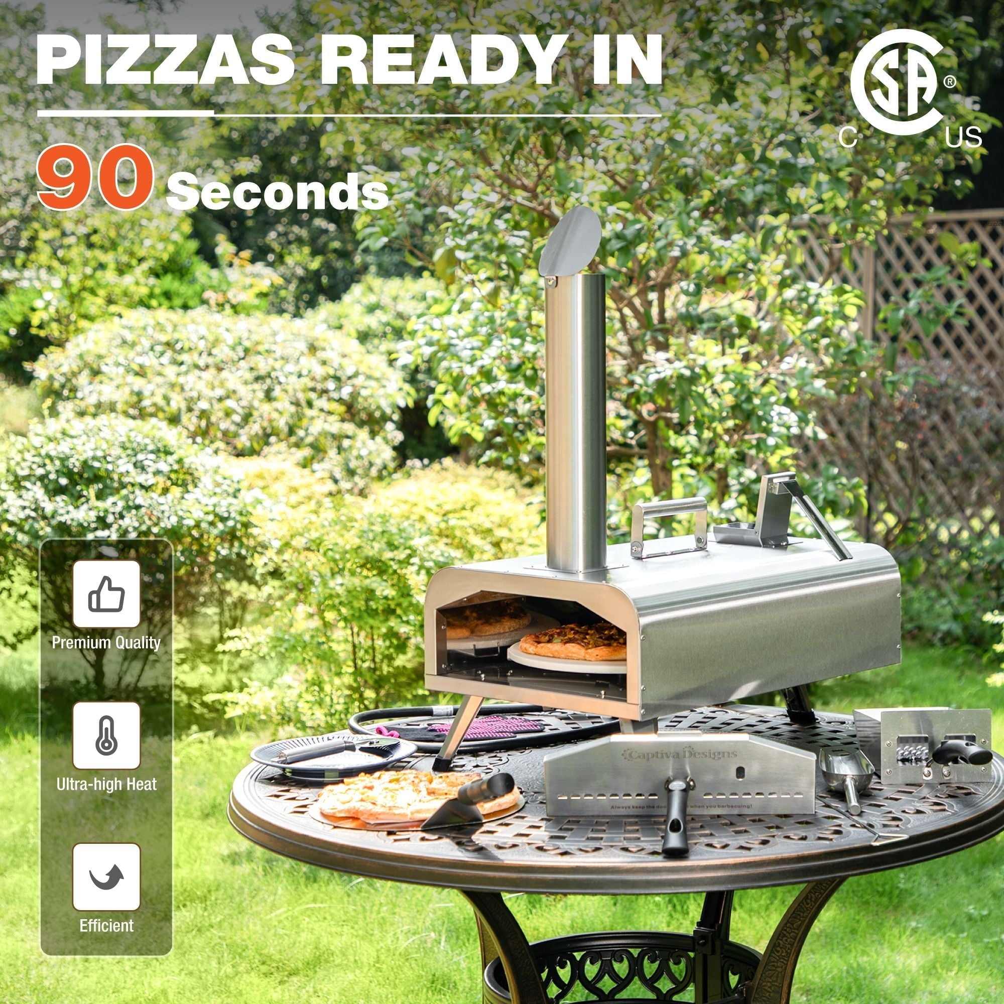 Kitchen Academy Outdoor Pizza Oven Wood Fired & Gas Oven with 12