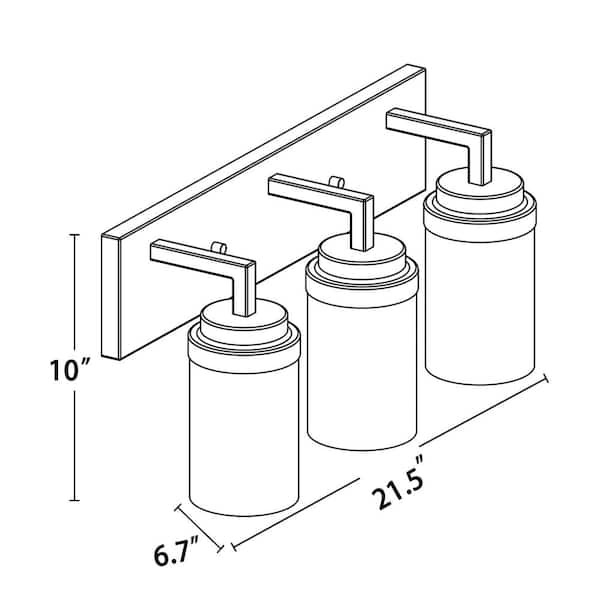 21.5 in. 3-Light Brushed Nickel Vanity Light with Clear Glass Shade