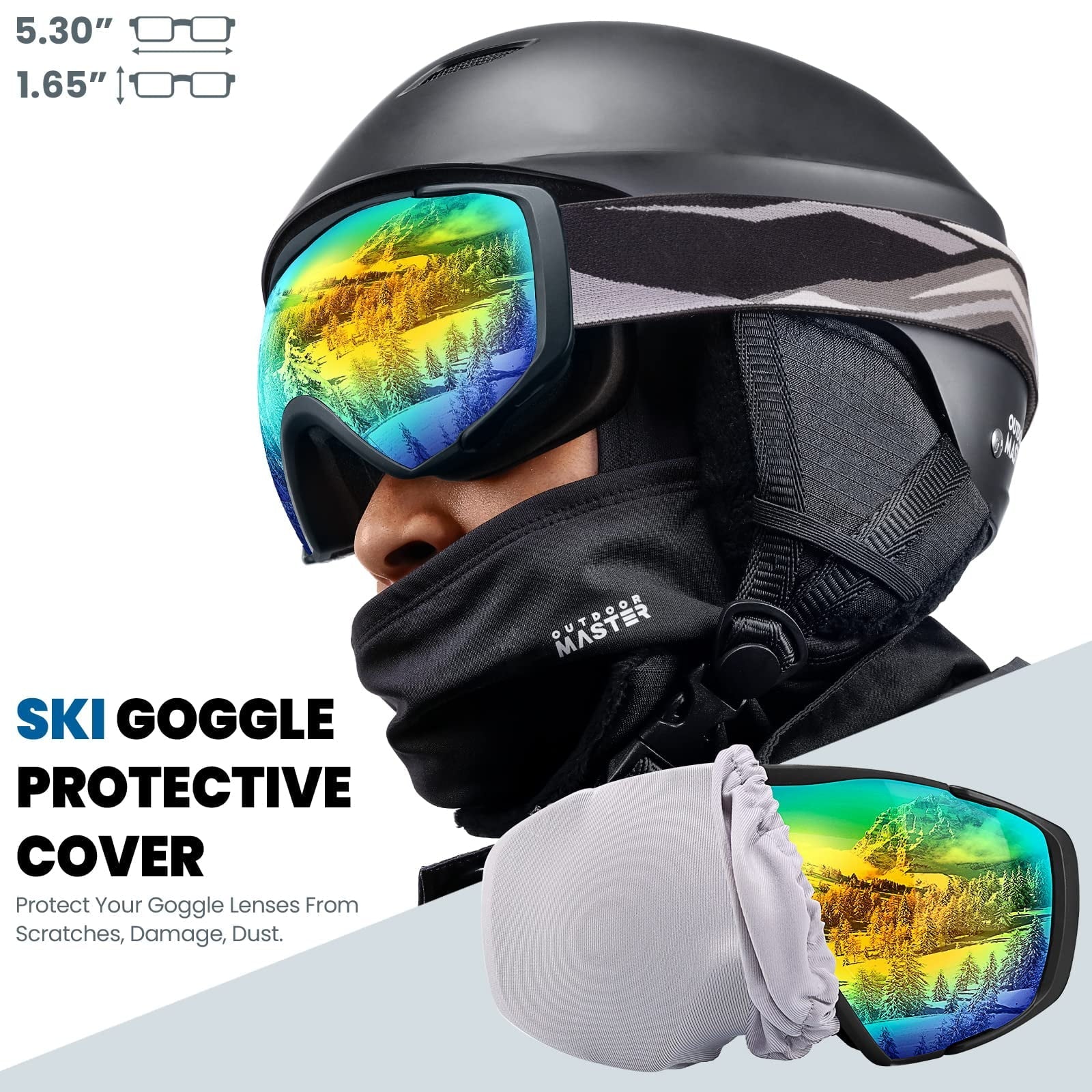 OutdoorMaster Ski Goggles with Cover Snowboard Snow Goggles OTG Anti-Fog for Men Women
