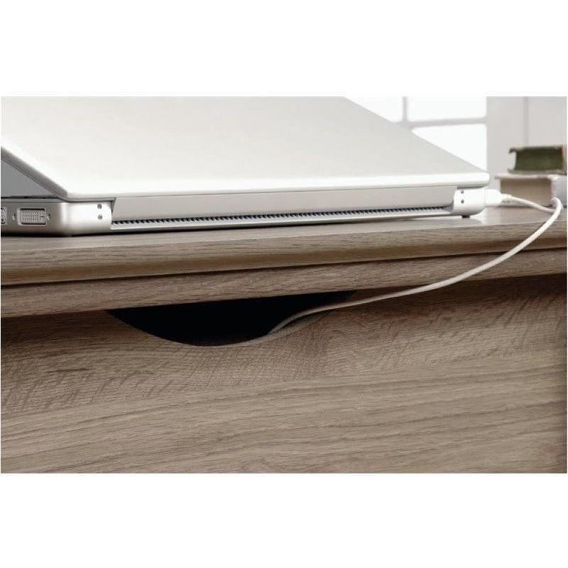 Bowery Hill Traditional Wood Executive Desk with File Drawer in Salt Oak