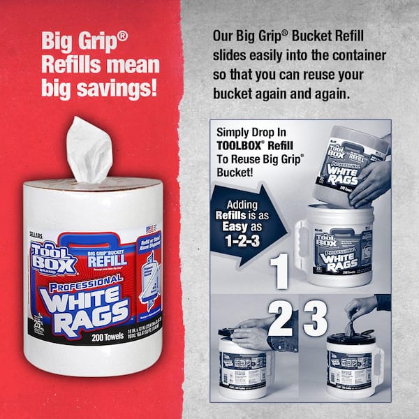 200-Count Professional White Rags Refill