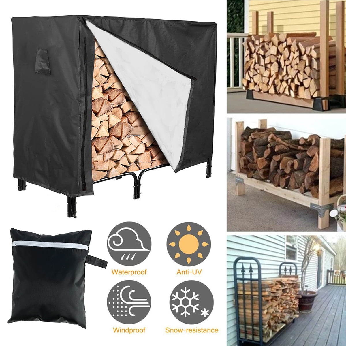 Austok Firewood Rack Cover,Heavy Duty Wood Rack Covering, All Weather Protection, Wood Holder Cover Woodpile Shelter, For Indoor and Outdoor