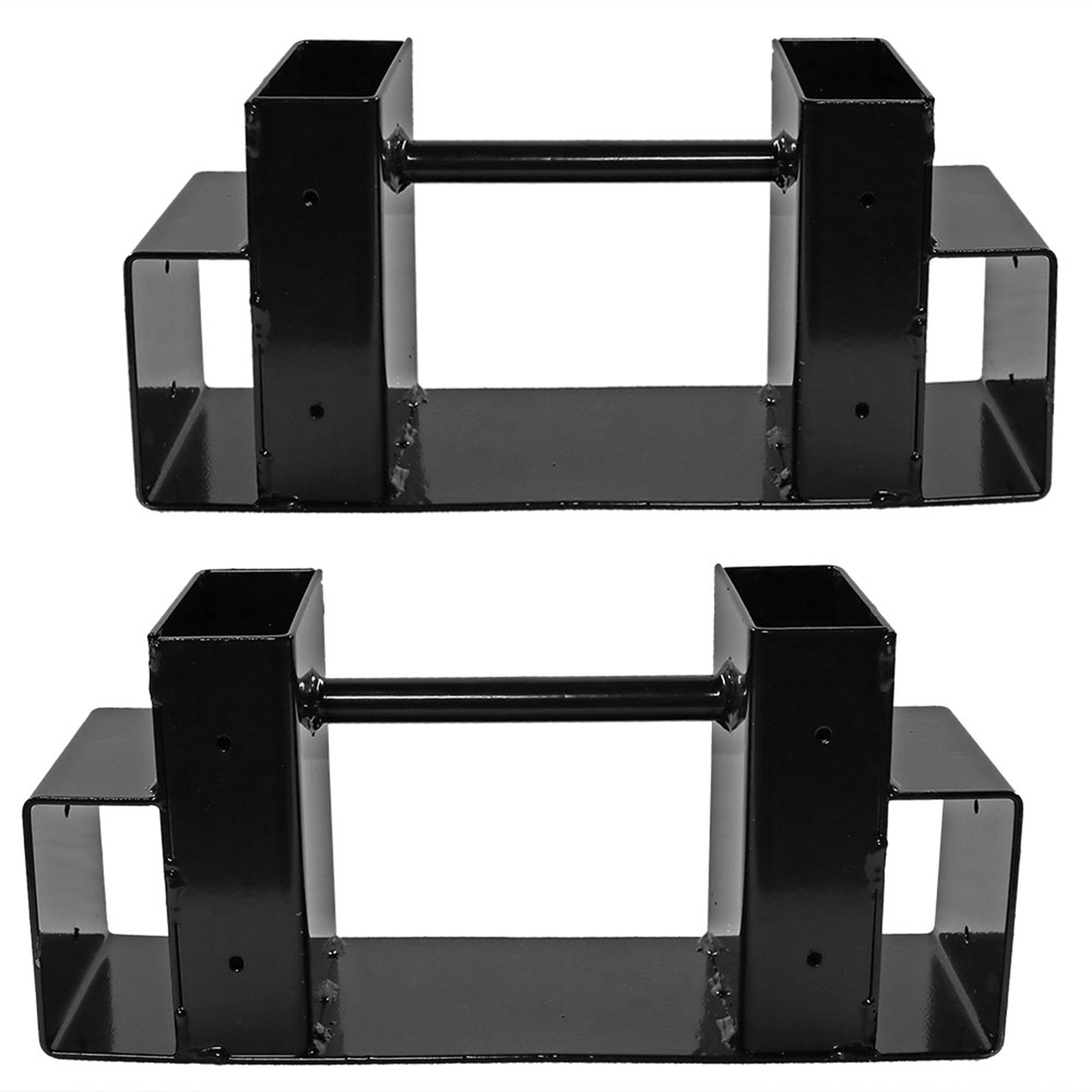 Sunnydaze Indoor/Outdoor Powder-Coated Steel Adjustable Length Fire Pit or Fireplace Firewood Log Bracket Kit - Black - 1 Pair of Brackets