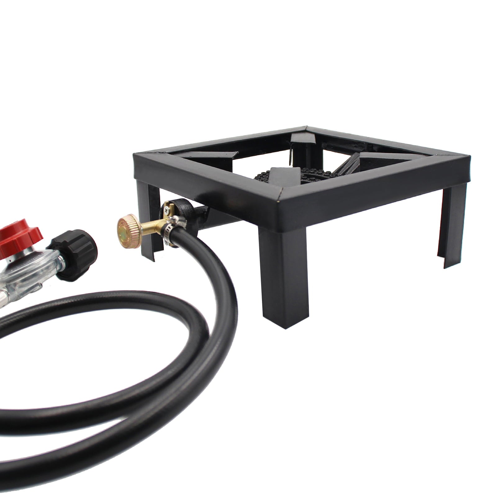 8KW Propane Cooker Single Burner Stove Gas Outdoor Cooking Camping Stand BBQ Grill with High Pressure Propane Regulator Hose