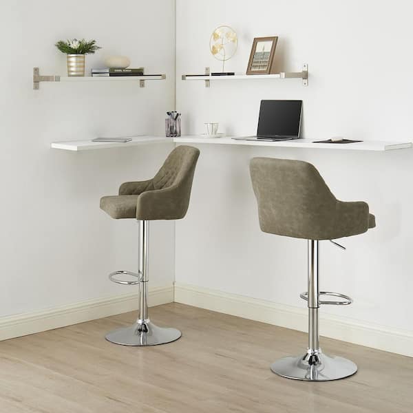 Deep Gray Modern Bar Chair with Back Adjustable Swivel Bar Stools Set of 2 Kitchen Island Bar Chair Counter Height