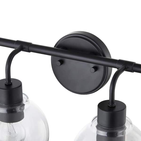 Bubble 30.5 in. 4-Light Matte Black Vanity Light with Round Glass Shades
