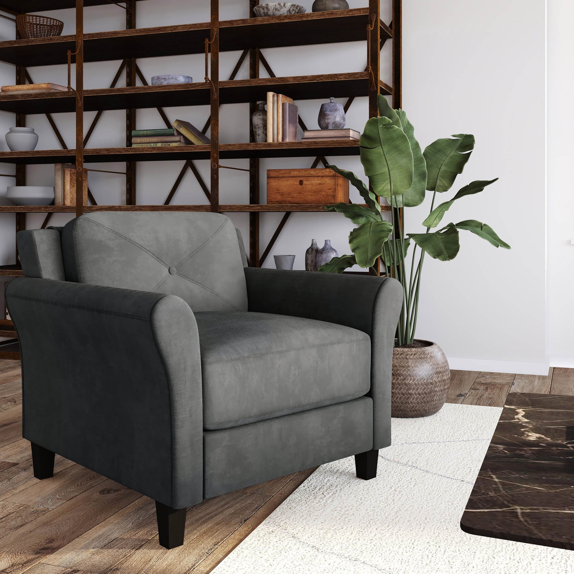 Lifestyle Solutions Taryn Club Chair, Dark Gray Fabric