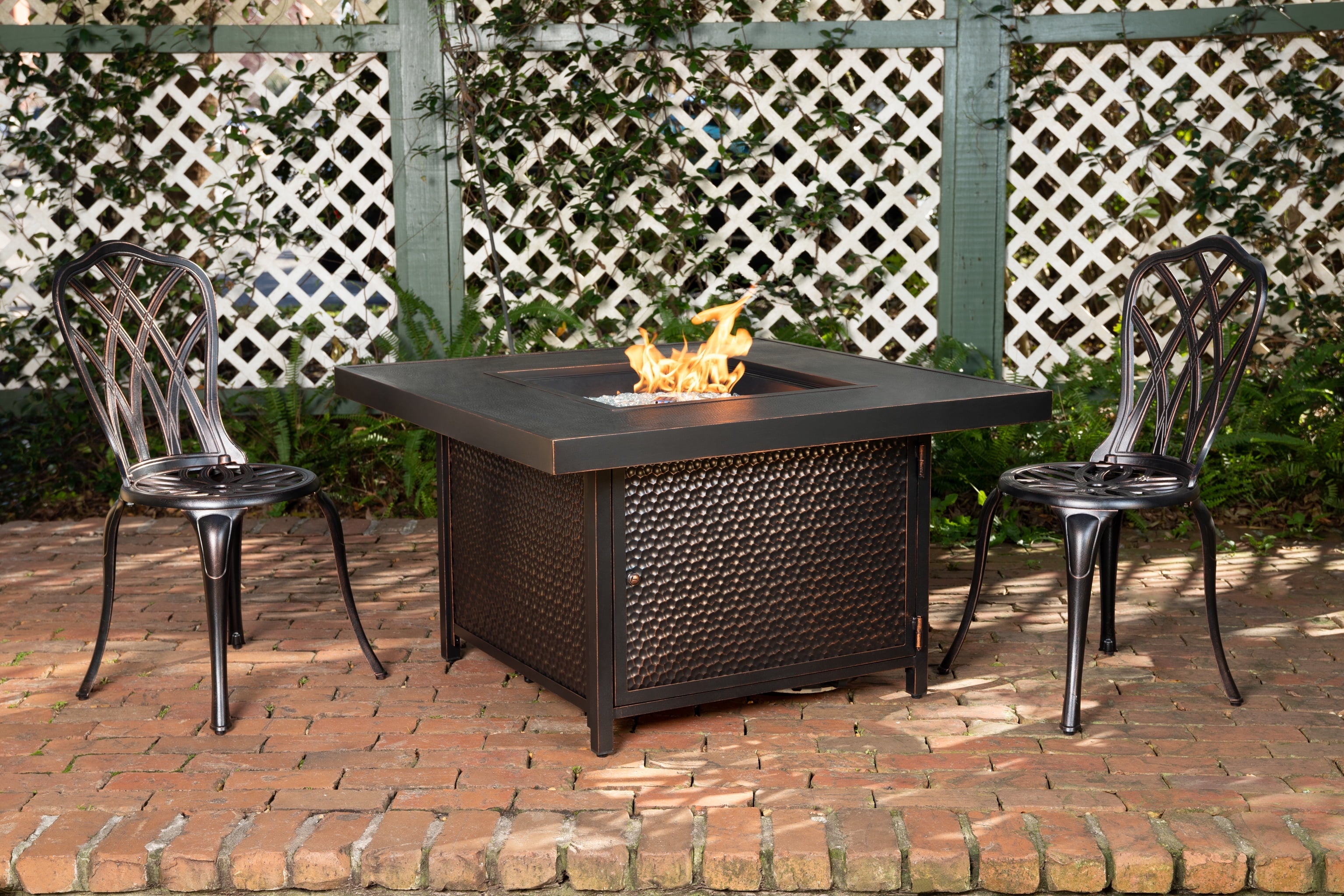 Fire Sense Weyland Square Aluminum Propane Gas Fire Pit
