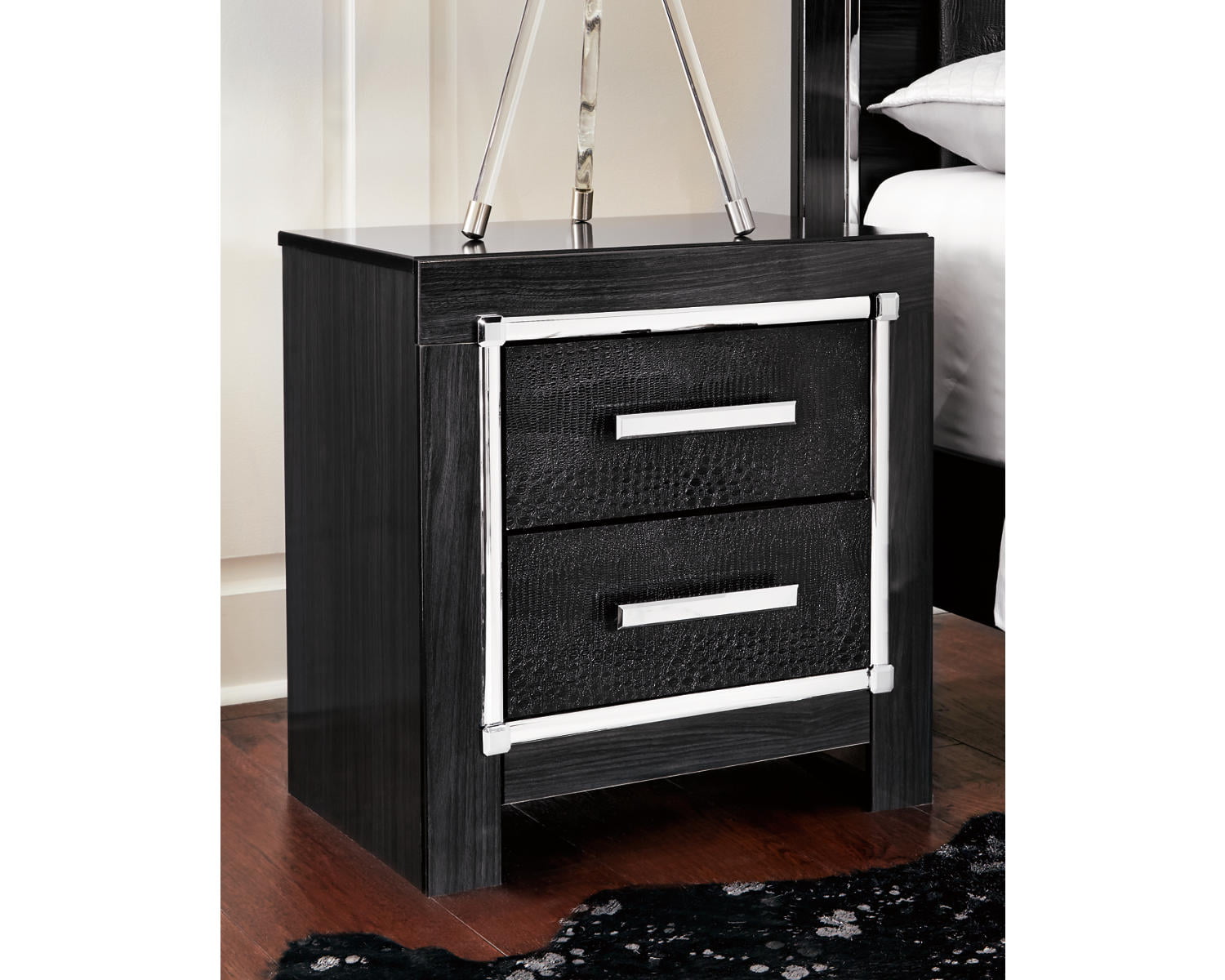 Signature Design by Ashley Contemporary Kaydell Nightstand  Black