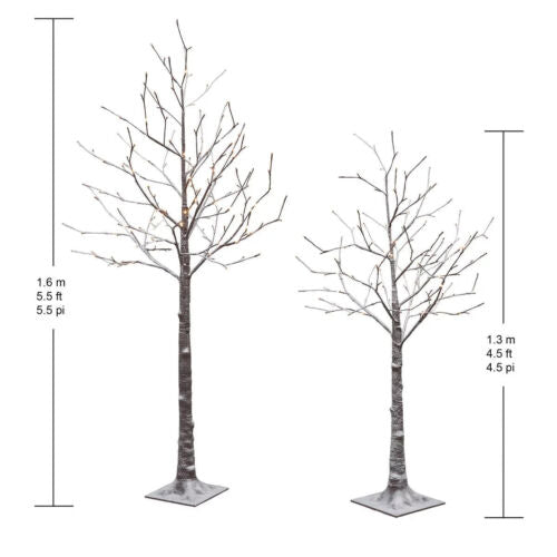 FLOCKED LED BIRCH TREE SET OF 2 *NEW
