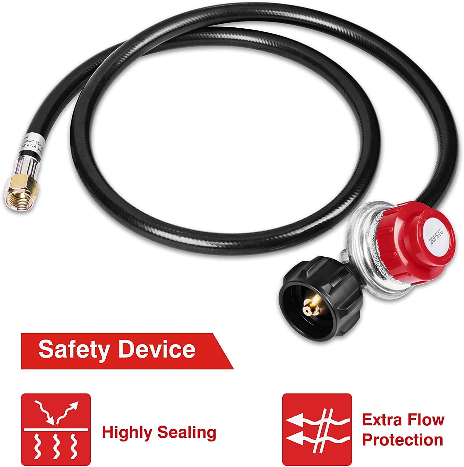 0-20 PSI Adjustable Pressure Propane Regulator with 4FT Hose for QCC-1 Type Propane Tank Cylinder Fits for Gas Grill Turkey Fryer, Fish Cooker, Orifice Connector