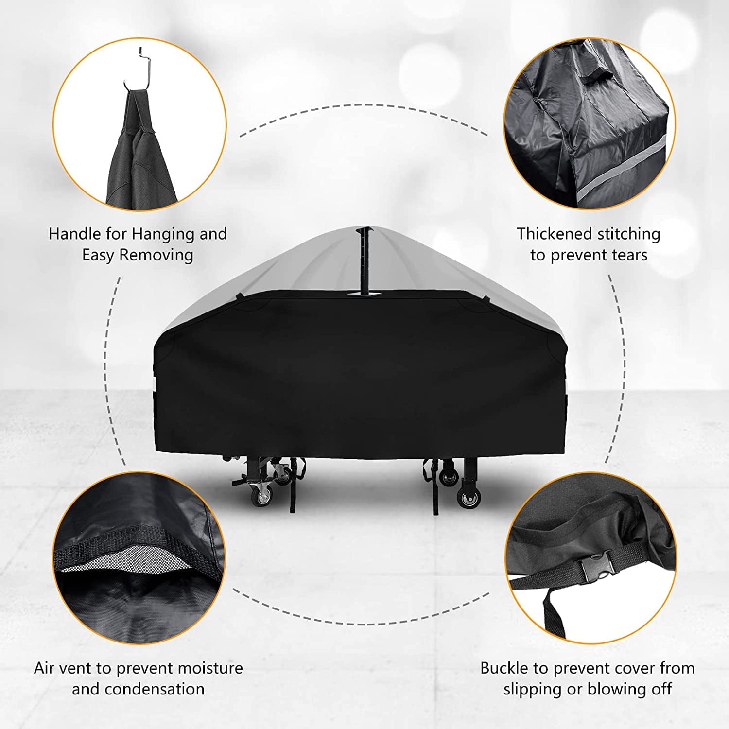 28 inch Griddle Cover for Blackstone, 600D Anti-Fade Waterproof Flat Top Grill Cover for Blackstone 28 inch Griddle Cooking Station with Single Shelf without Hood, Come with Support Pole, Black