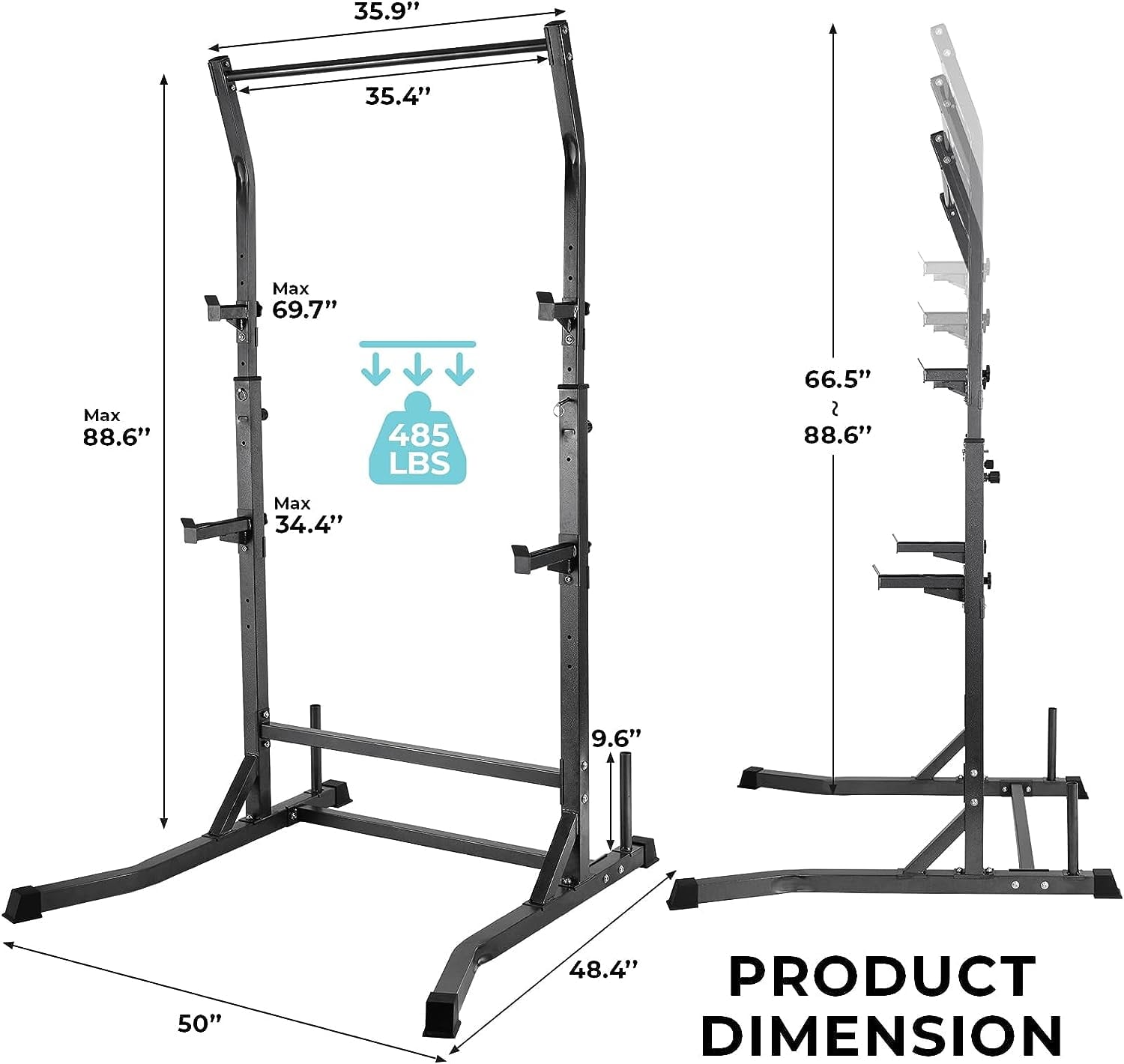 Arlopu Multi-Function Squat Rack Power Cage, Adjustable Bench Press Rack with Pull Up Bar, Squat Stand Full Body Strength Training for Home Gym