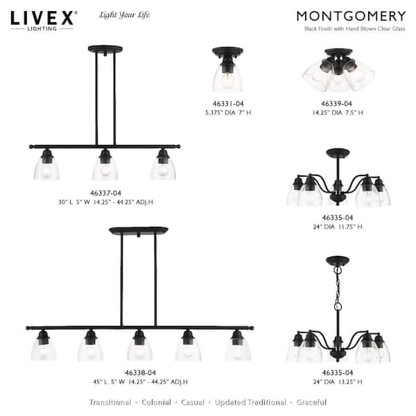 Montgomery 3 Light Black Flush Mount
