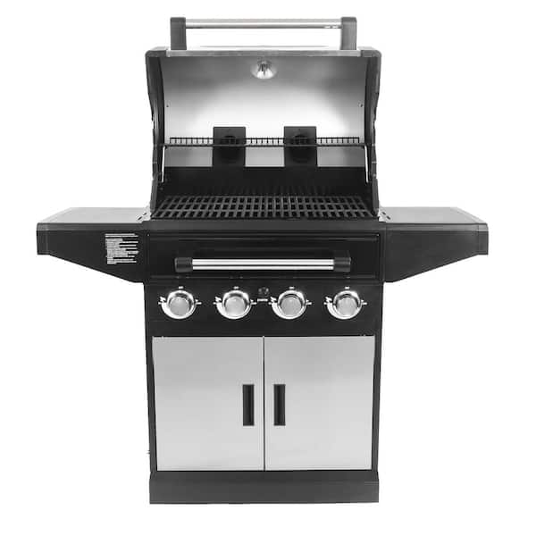 Flavor Pro 4-Burner Propane, Wood Gas Grill with Multi-Fuel Flavor Drawer in Silver