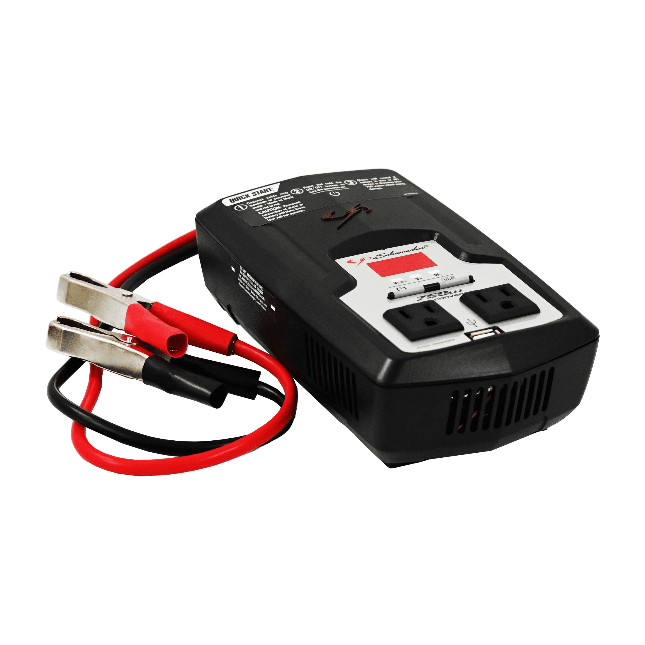 Schumacher 750 Continuous Watt/1500 Peak Watt DC-to-AC Digital Power Inverter – LED Display and Built-in Safety Features