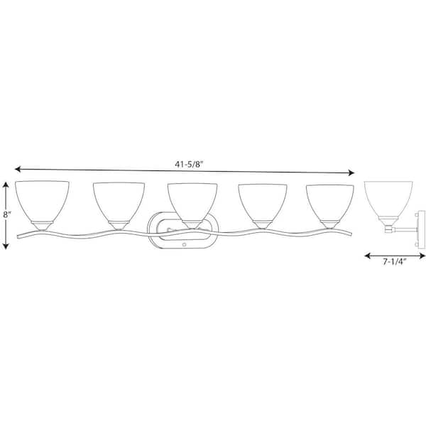 Laird Collection 41-5/8 in. 5-Light Brushed Nickel Etched Glass Traditional Bathroom Vanity Light