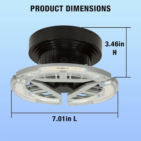 7 in. Spin Light 3 Adjustable Heads 3500 Lumens LED Flush Mount Garage Light and Basement - Screws into Lampholder