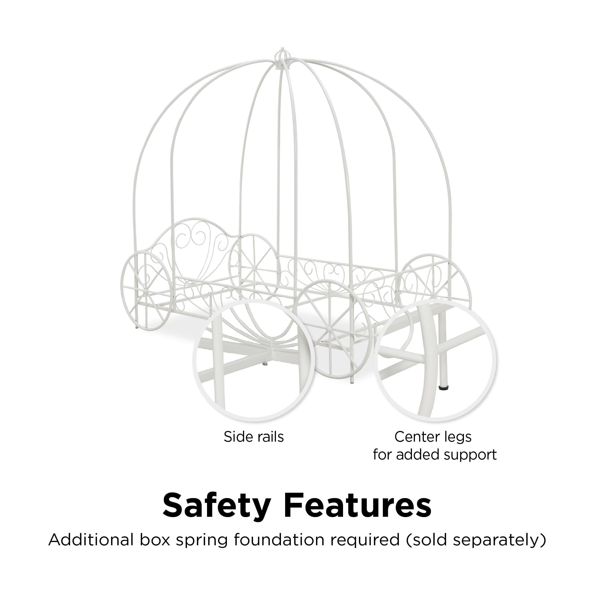 DHP Carriage White Metal Bed, Twin
