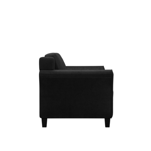 Modern 2 Seat Loveseat Couch Sofa Rolled Arms Cushions Upholstered Black Fabric