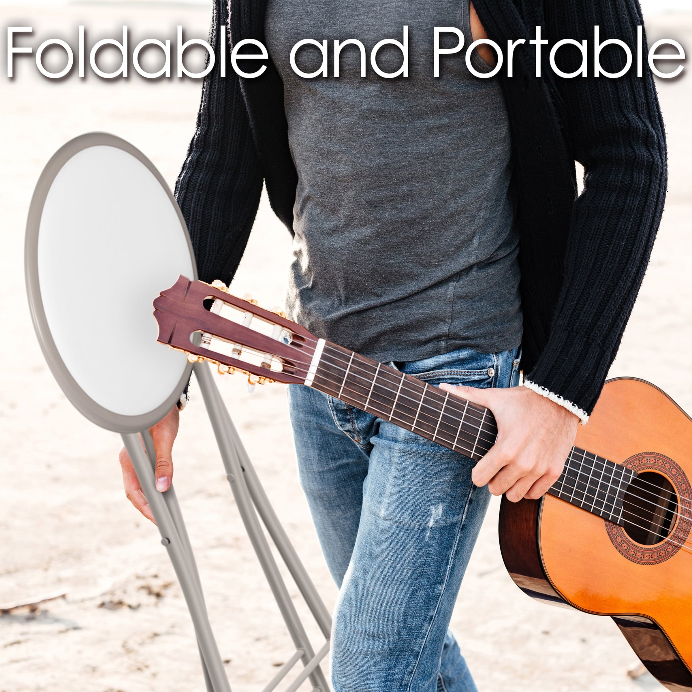 Trademark Home 18-Inch Folding Bar Stool Heavy-Duty, White, Set of 2