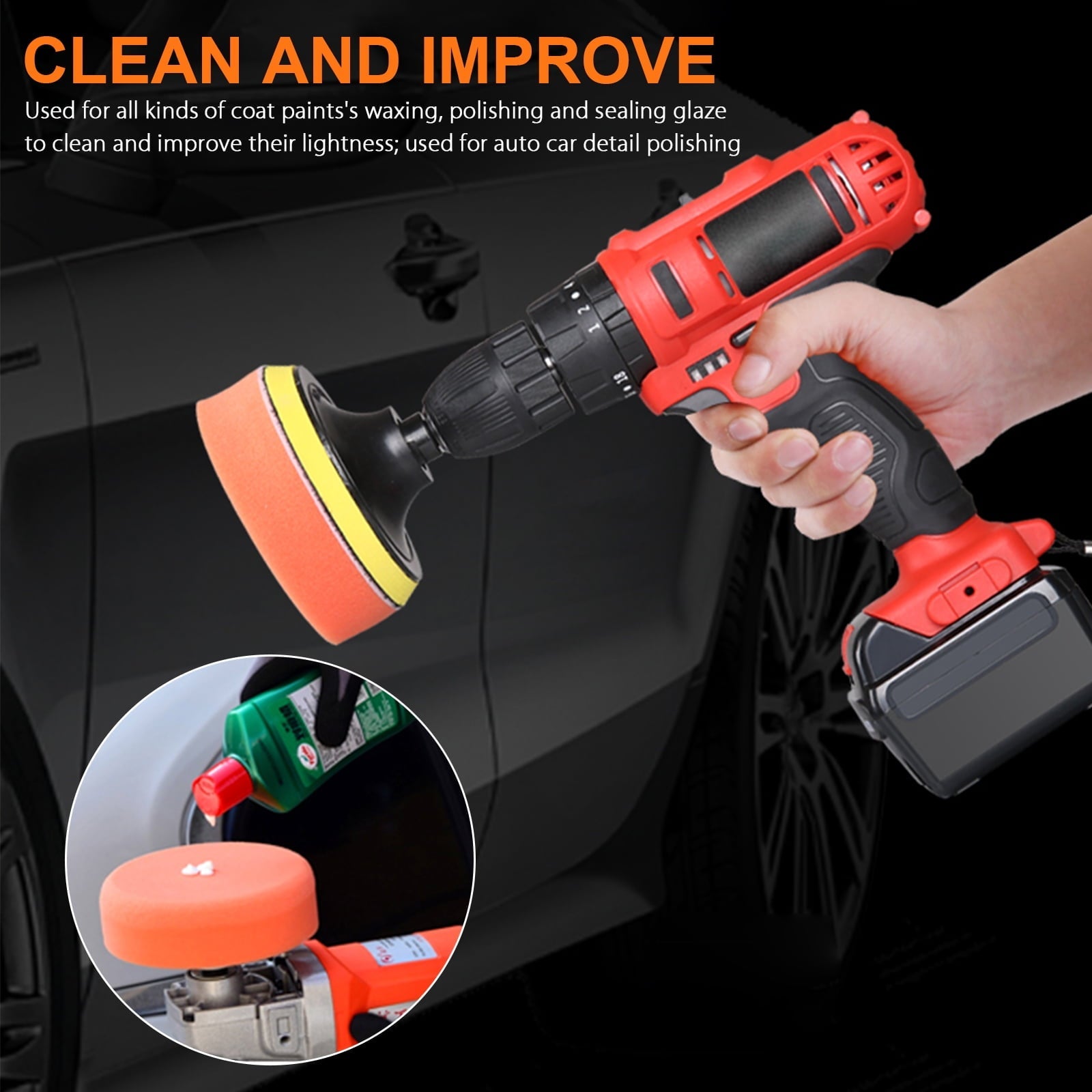 Drill Buffing Sponge Pads, EEEkit 11pcs 3inch Car Foam Woolen Polishing Pads Replacement Kit, Car Compound Polishing Buffer Drill Sponge Kit Set for Car Sanding, Polishing, Waxing