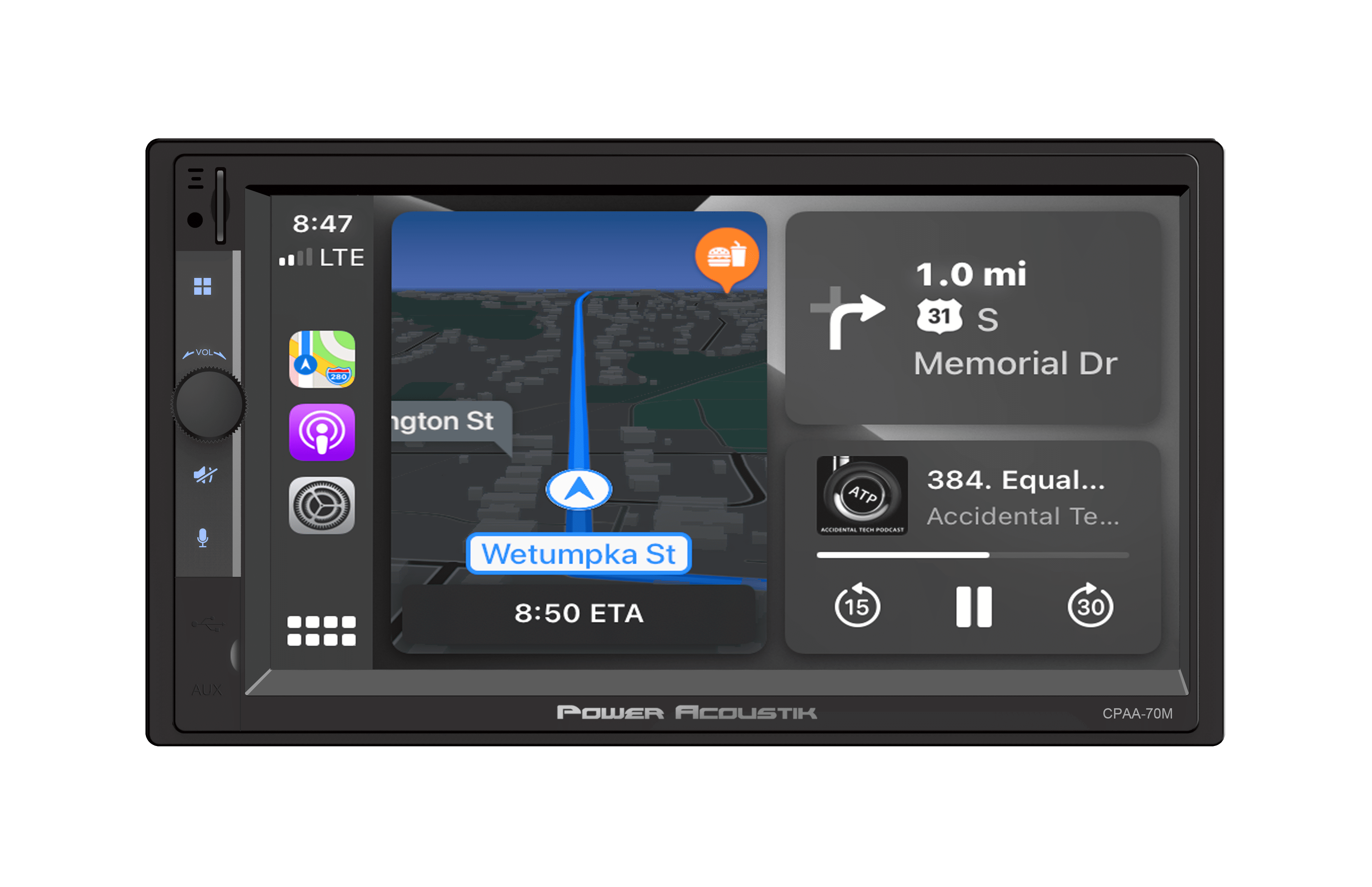 Power Acoustik Car Stereo Combo | Car Play/Android Auto Receiver & (4) 6.5