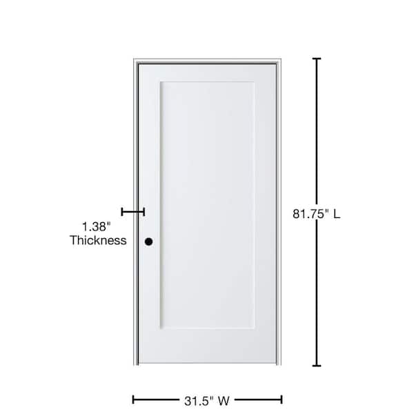 Shaker Flat Panel 30 in. x 80 in. Right Hand Solid Core Primed HDF Single Pre-Hung Interior Door with 4-9/16 in. Jamb