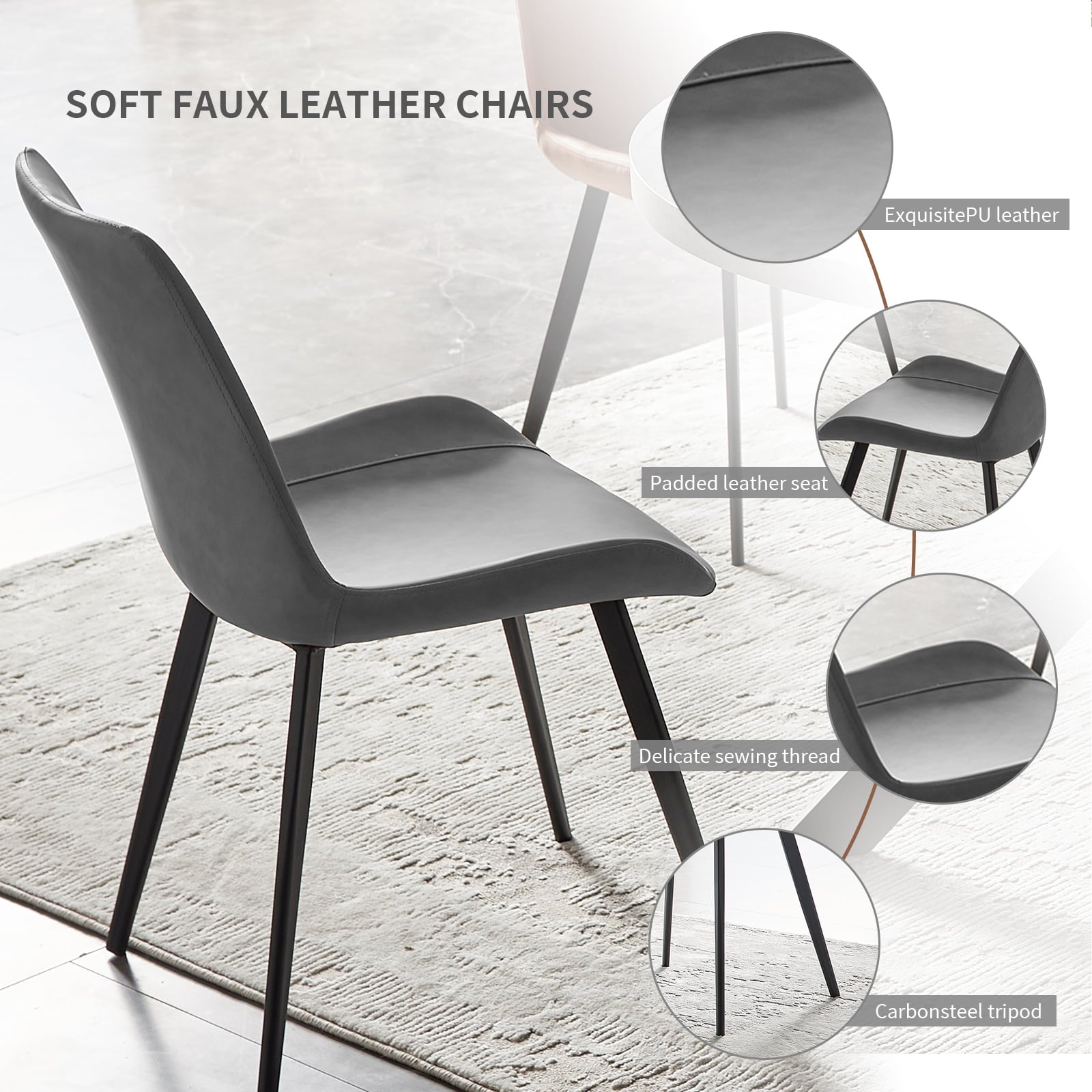 Round Dining Table Set, Mid Century Modern Round Dining Table 47 INCH, Leisure Coffee Table, Saving Space (Grey)