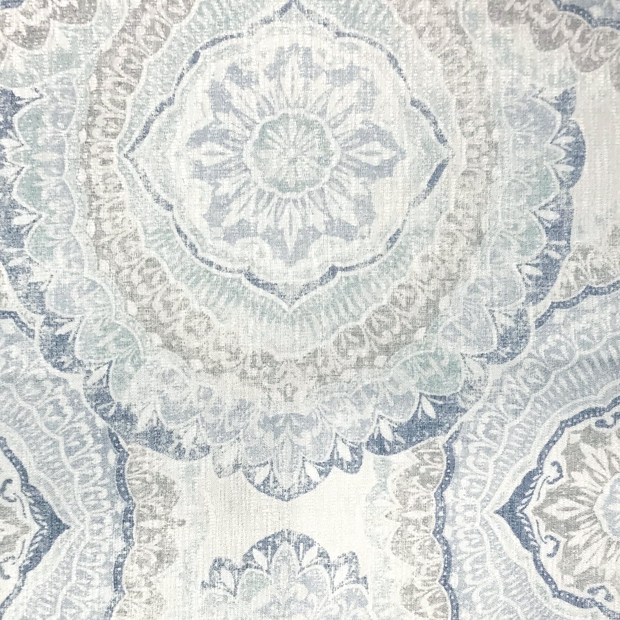 Eclipse Draft Stopper Medallion Print Room Darkening Fleece Lined Rod Pocket Single Curtain Panel, Blue, 42 x 84