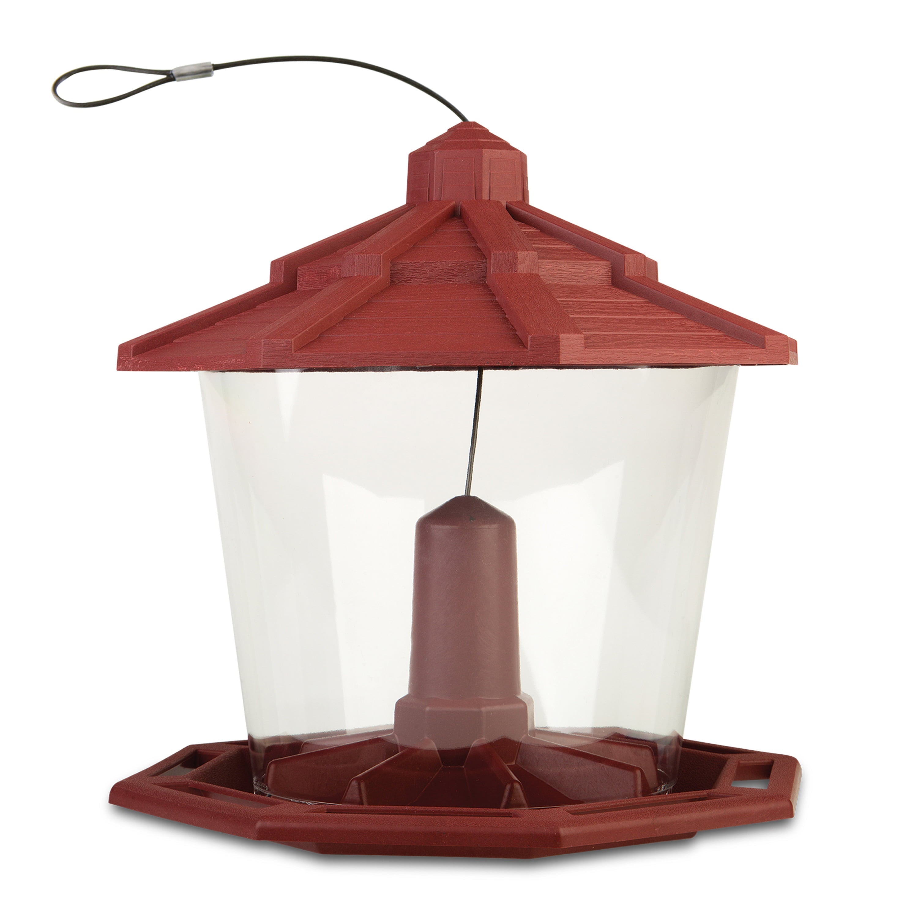 Pennington Red Resin Ecozebo Wild Bird Hopper Feeder, 7 lb. Capacity, 2 Pack