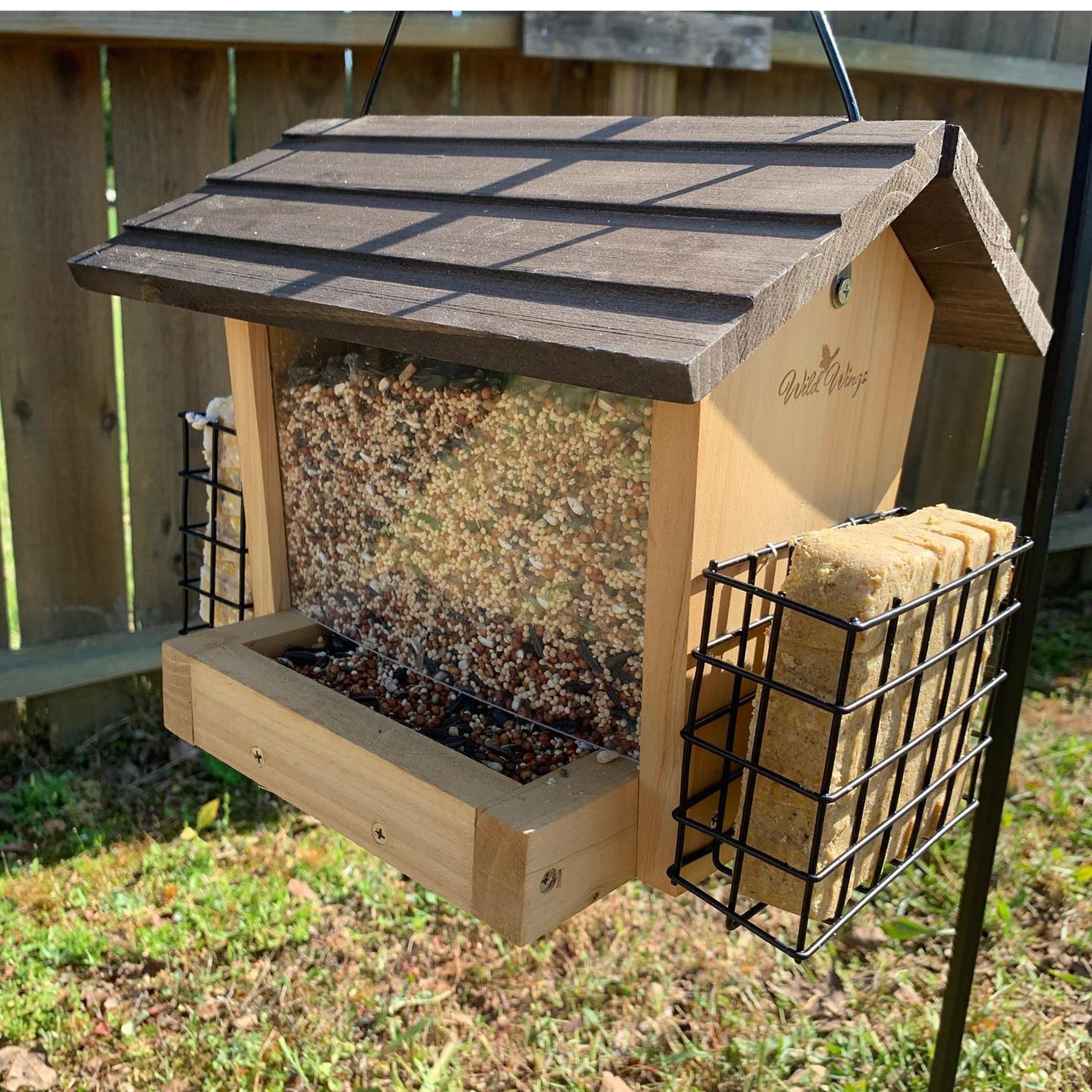 Wild Wings Cedar Hopper Feeder w/Suet 3QT 2 Cakes, Brown
