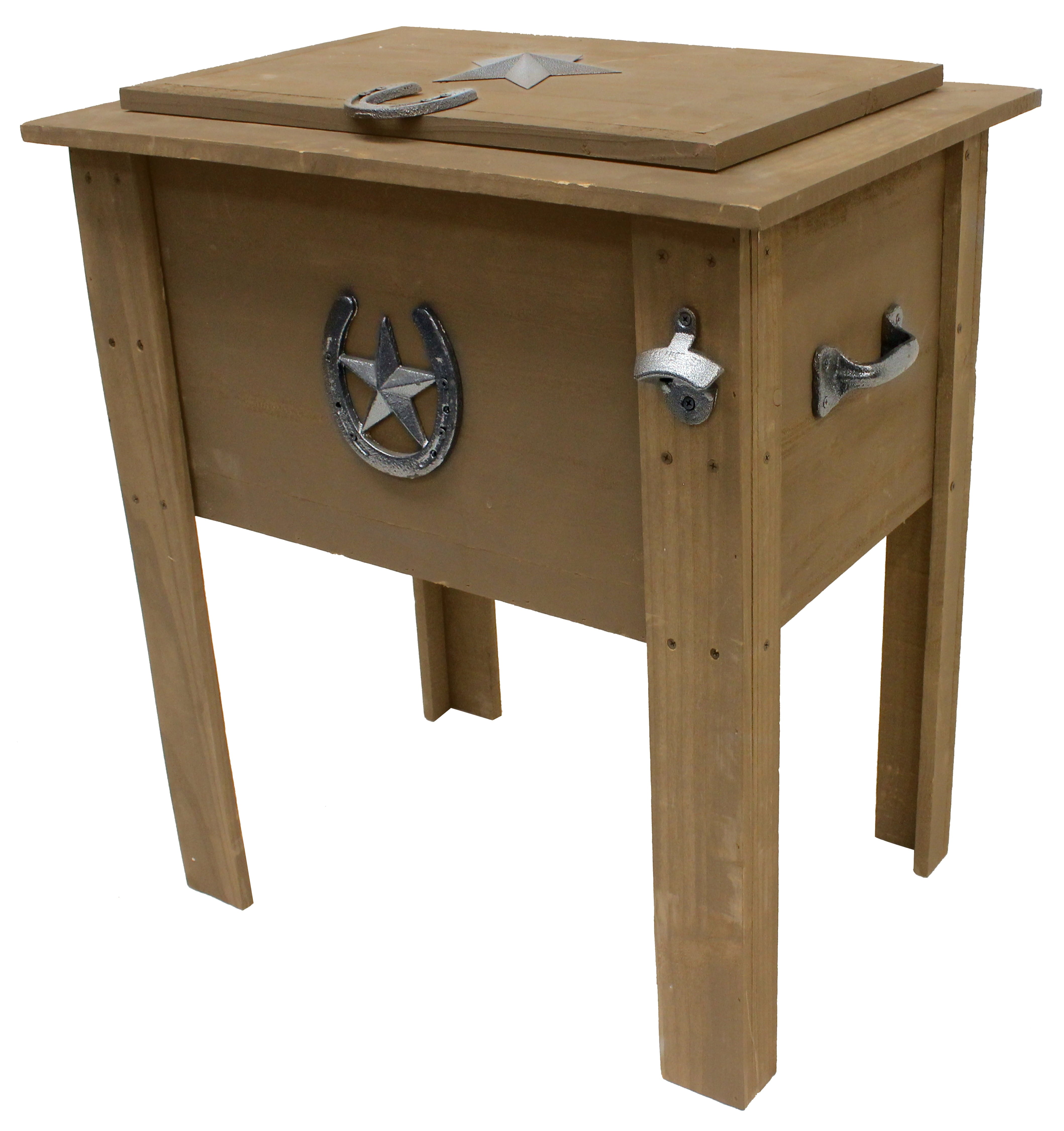 Leigh Country 54 Qt Wood Country Cooler Series Patio Cooler with Poly Liner - Brown