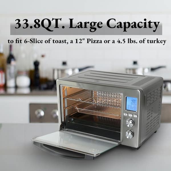 1.31Cu.ft Large Capacity 6-Slice Stainless Steel Multifunctional Digital Toaster Oven with 12-Cook Modes