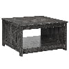Dextrus Coffee Table with Storage, Square Wood Farmhouse Coffee Table with Barn Door for Living Room, Grey Wash
