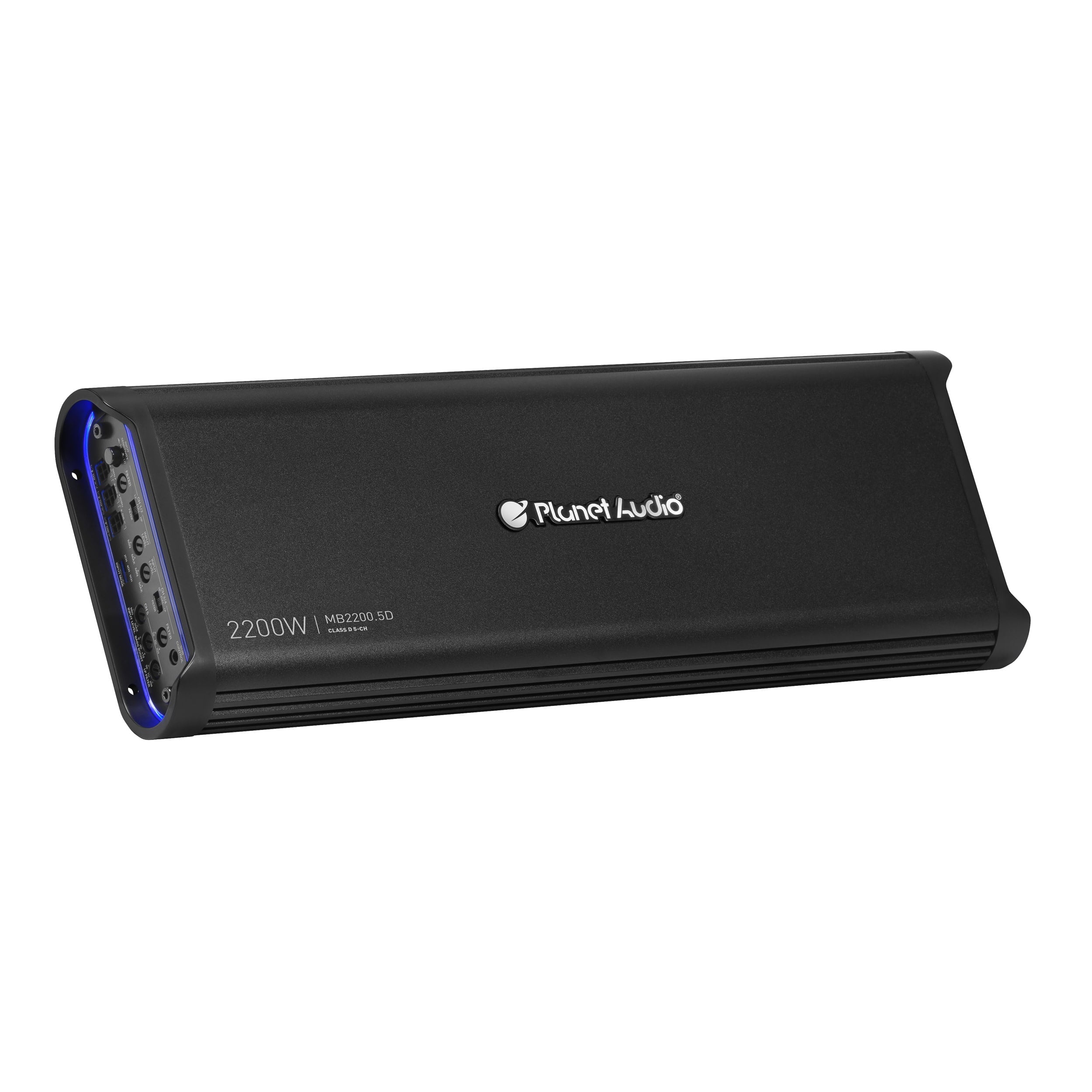 Planet Audio MB2200.5D Mini Bang Series Car Audio Amplifier - 2200 High Output, 5 Channel, Class D, 2 Ohm, Low/High Level Inputs, Low/High Pass Crossover, Full Range, Hook Up To Stereo and Subwoofer
