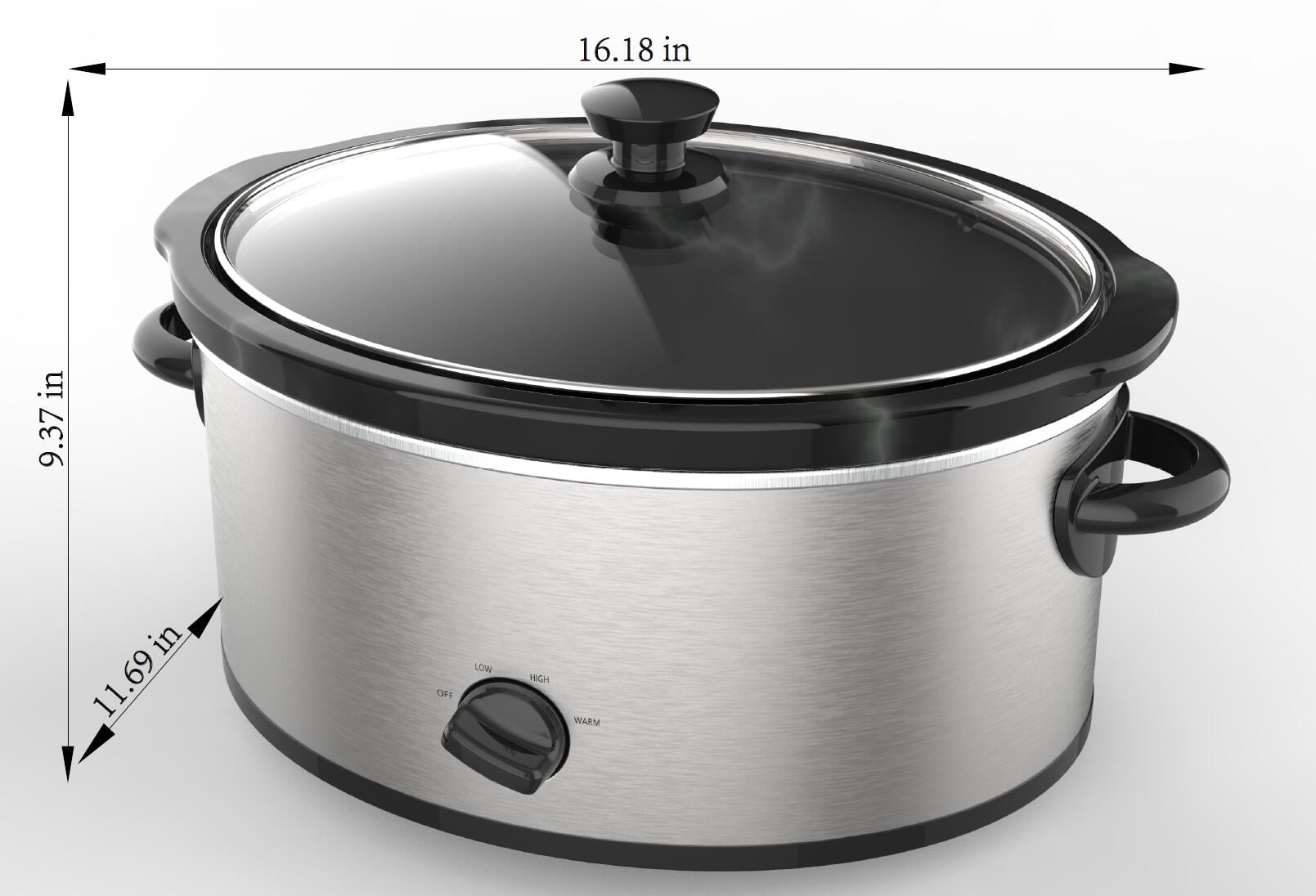 Mainstays 6 Quart Oval Slow Cooker, Stainless Steel Finish, Glass Lid, Model # MS54100112168S