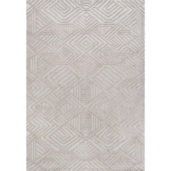 Jordan High-Low Pile Art Deco Geometric Beige 8 ft. x 10 ft. Indoor/Outdoor Area Rug
