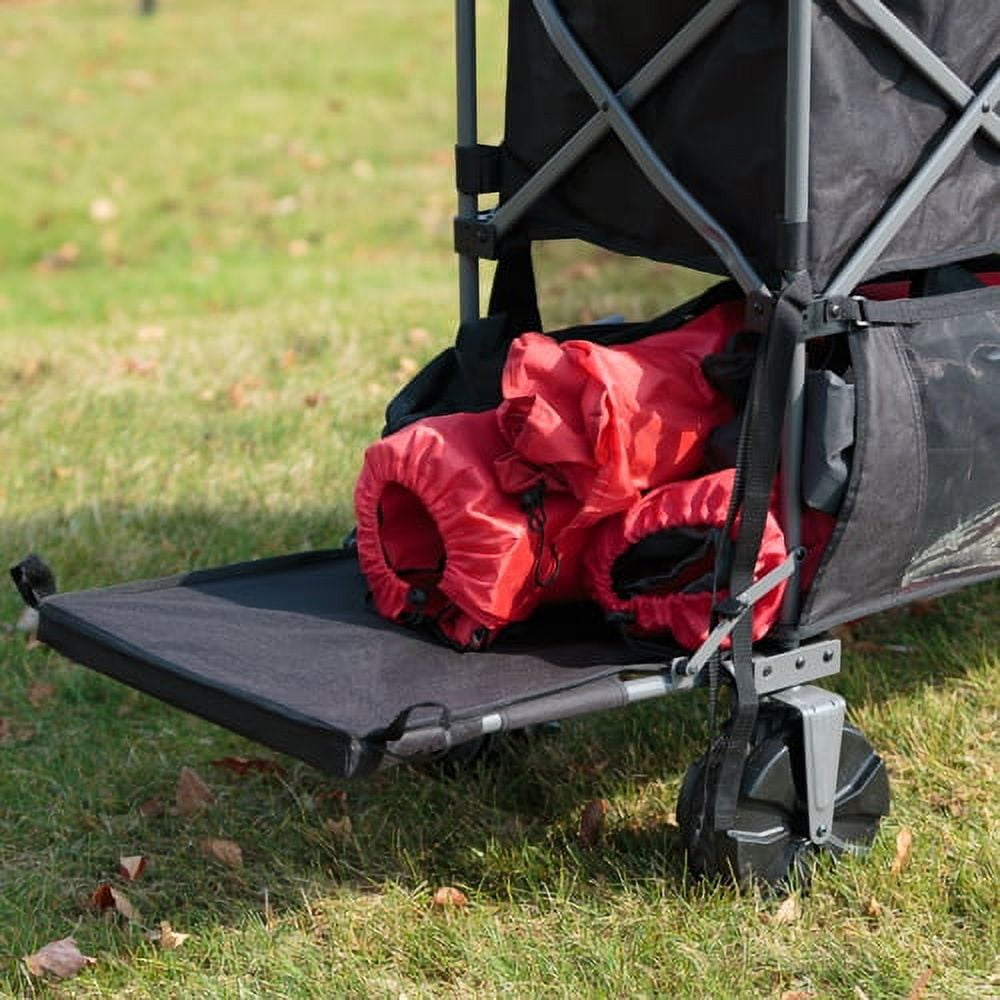 Ozark Trail Double Decker Folding Wagon with Extension Handle, Black