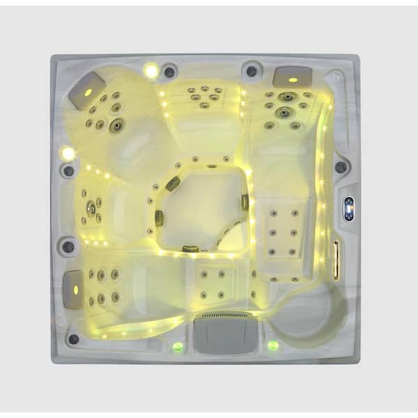 5-Person 54-Jet Premium Acrylic Lounger Spa Standard Hot Tub with 2-Step ladder and LED Waterfall