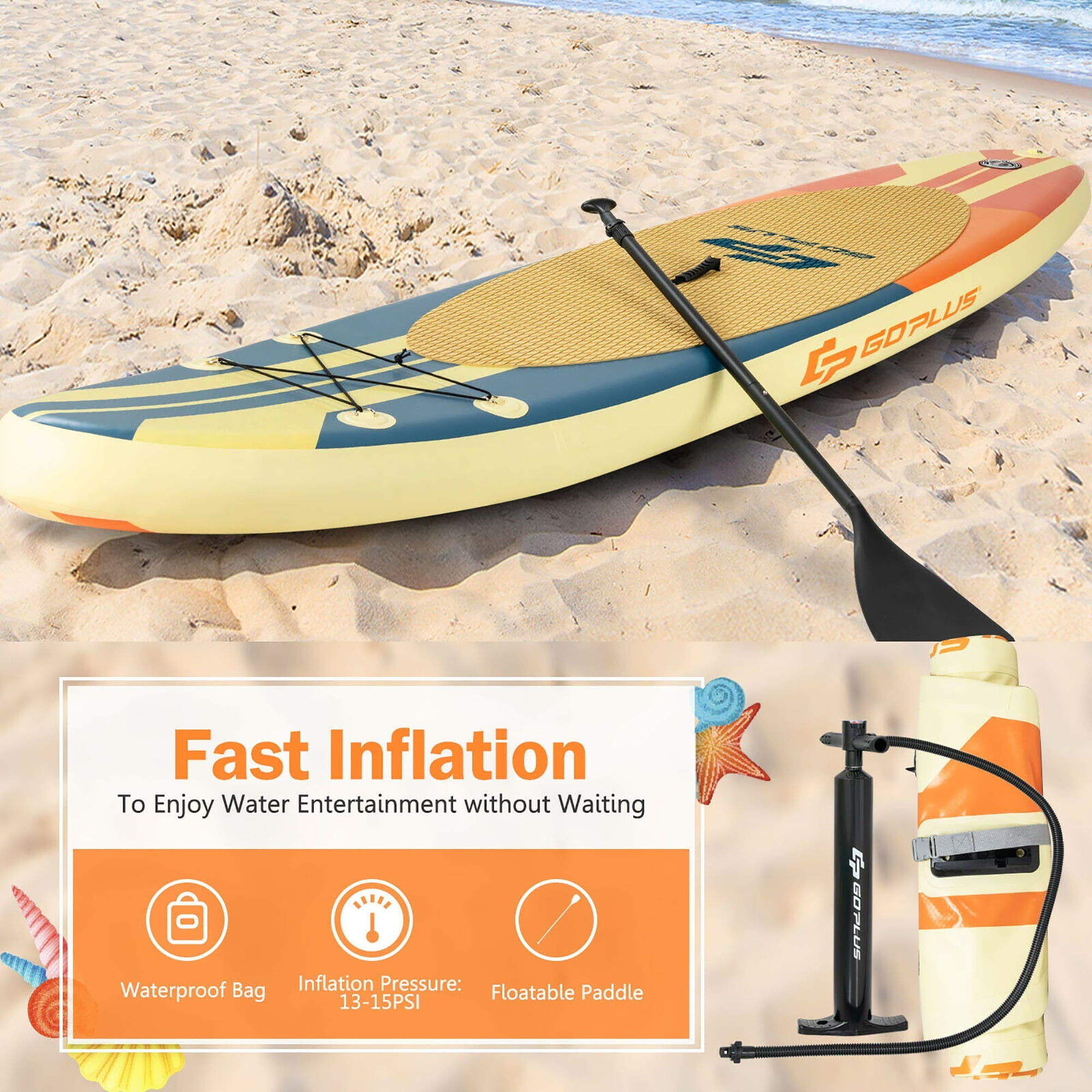 Goplus 10.5ft Inflatable Stand Up Paddle Board Surfboard with Bag Aluminum Paddle Pump