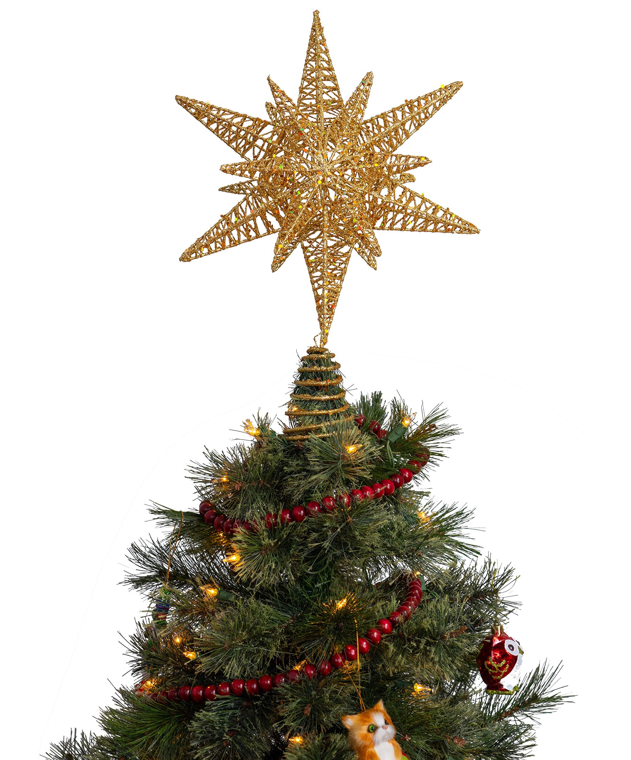 Ornativity Red Cranberry Wooden Garland - Rustic Red Wood Beaded Christmas Tree Decorations Garland Bead Strand