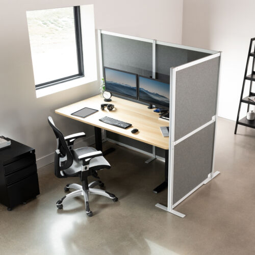 VIVO L-Shaped Modular Wall System, 3 PET Panels, Modern Office Cubicle Dividers