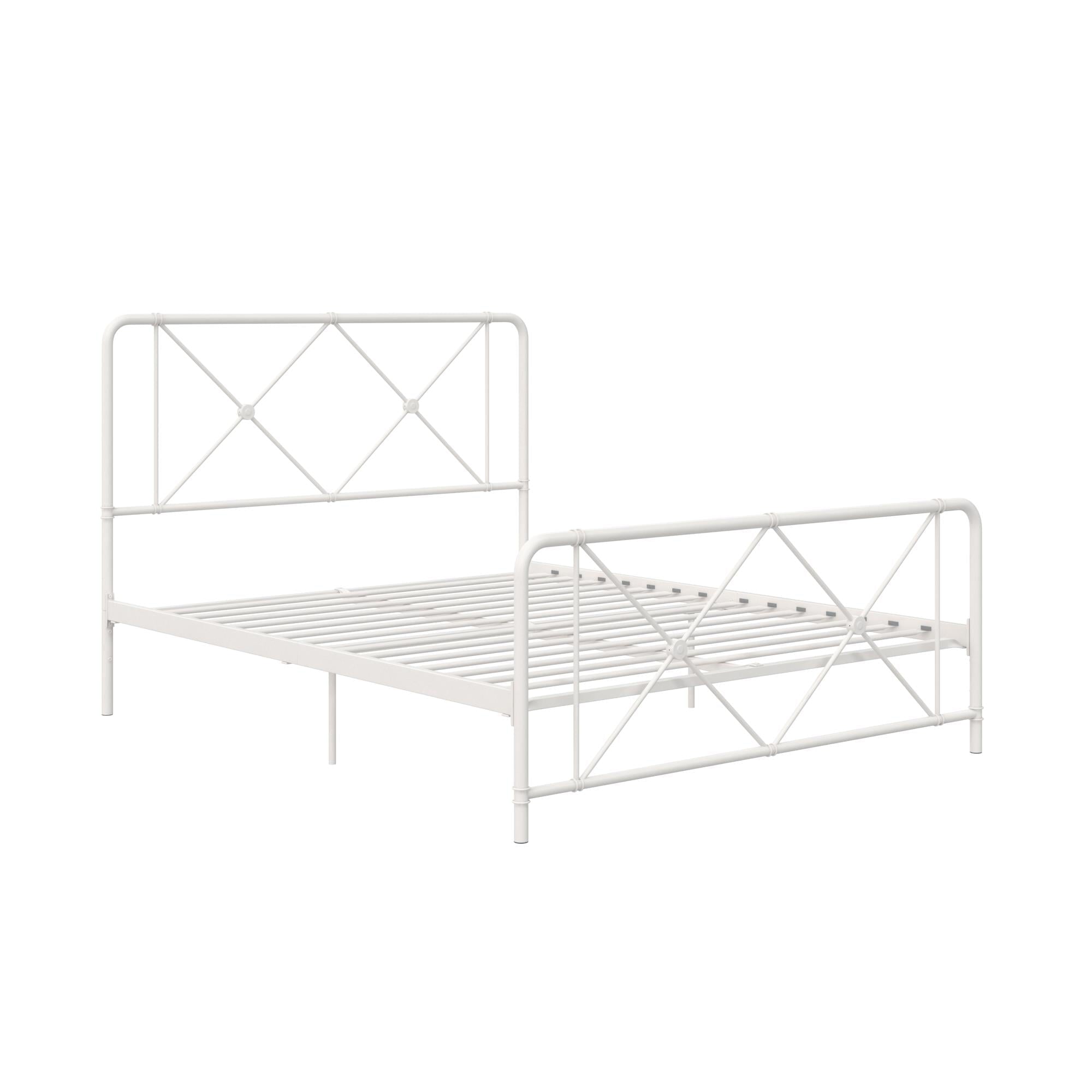DHP Ally Metal Farmhouse Bed, Full, White