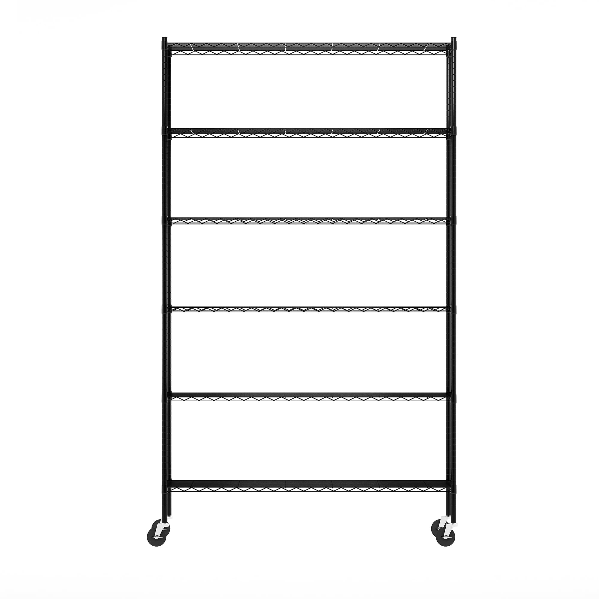 Furinno Wayar 6-Tier Metal Storage Shelf Rack, 48 x 18 x 82, Black