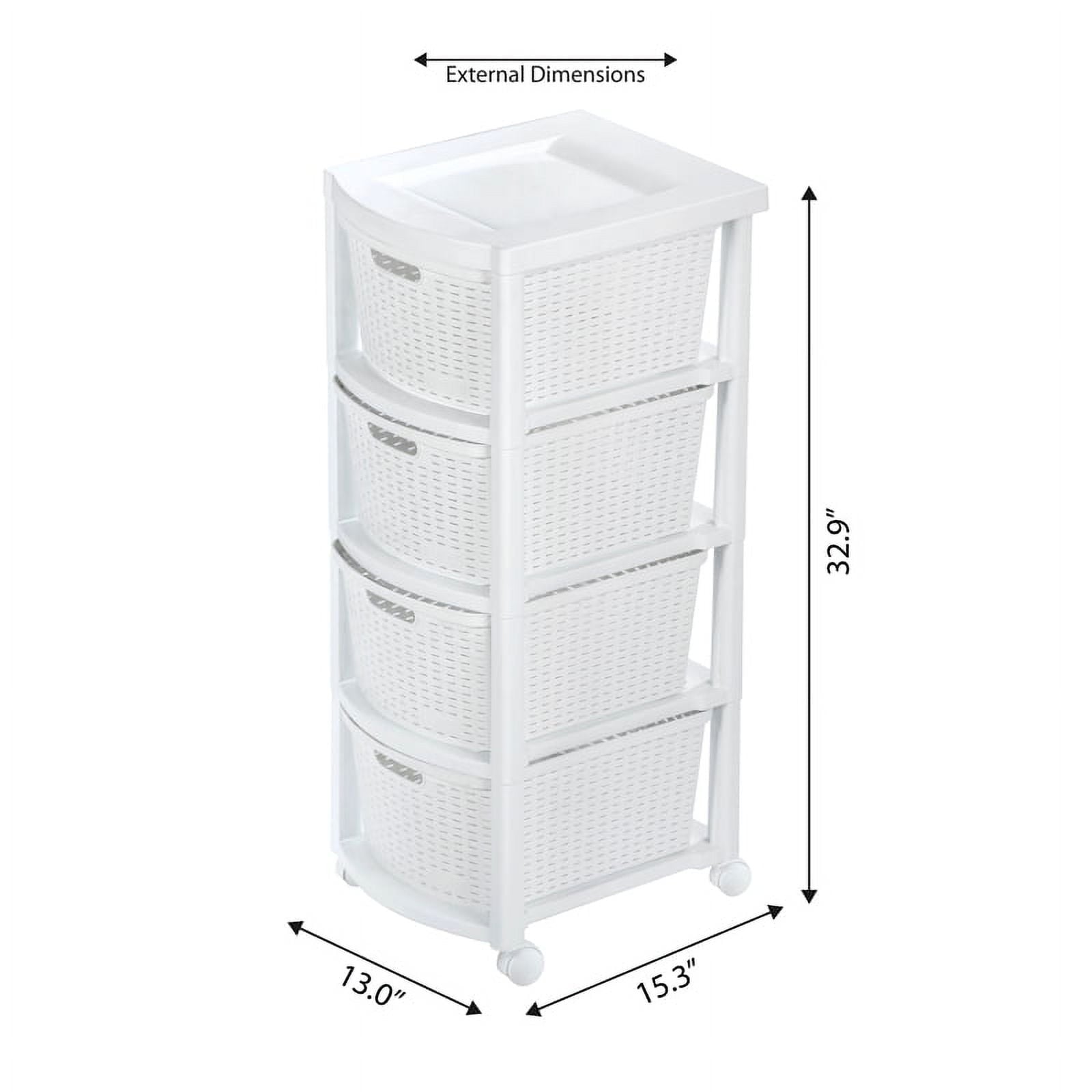 Rimax All-purpose Plastic Resin 4-Drawer Rolling Storage Cart, White