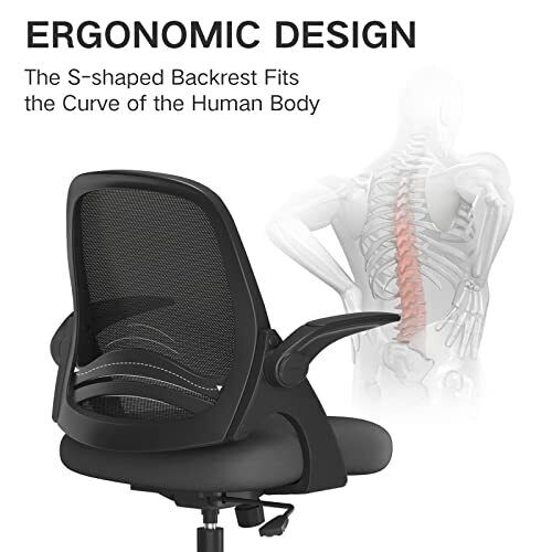Hbada Office Chair Desk Chair with Flip Up Arm, Breathable Mesh Ergonomic Off...